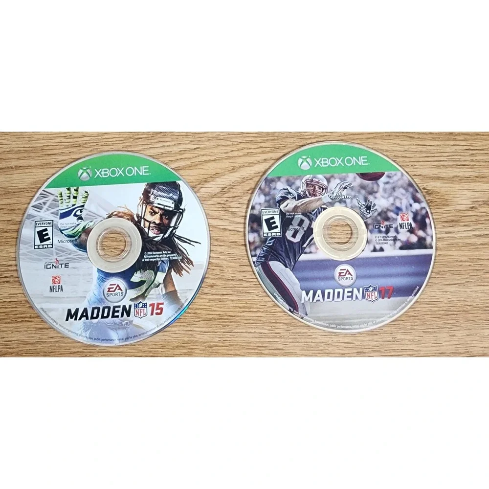 Microsoft XBOX ONE Madden NFL 15 (With Case) & Madden NFL 17 (Disk‎ Only) Lot